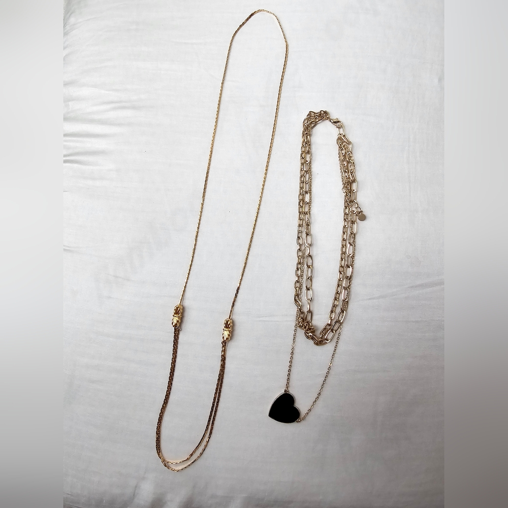 Multilayer Gold tone chain combination necklace